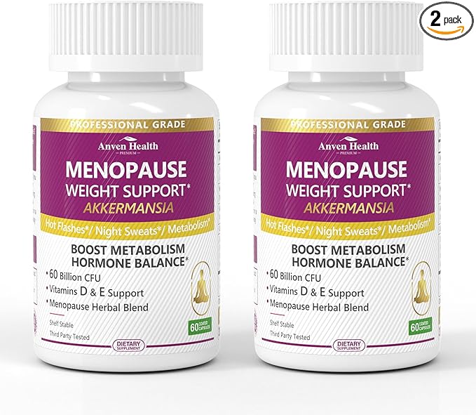 Menopause Supplements for Women 60 Billion with Akkermansia Probiotic & Prebiotic, Vitamin D & E for Hormone Balance, Metabolism, Gut Health, Hot Flashes - Non-GMO | 120 Caps