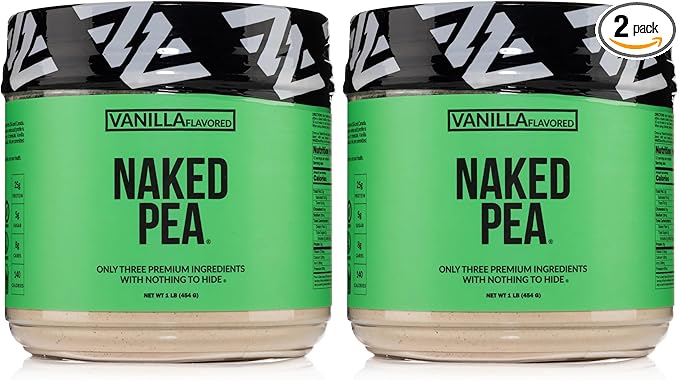 NAKED Vanilla Pea Protein Isolate from North American Farms, Only 3 Ingredients, Vanilla Vegan Protein, Gluten-Free, Soy Free, GMO Free - 1LB (Pack of 2)