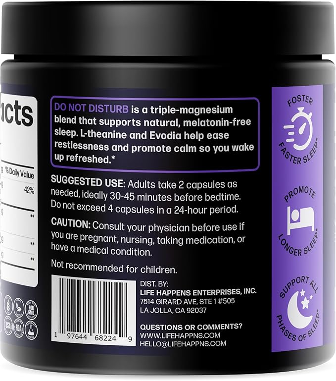 Doctor Formulated Triple Magnesium for Sleep, Calm & Relaxation with Chelated Magnesium Glycinate, L-Theanine, Passionflower & Evodia – Non-Habit, No Melatonin Magnesium Sleep Aid Support Supplement