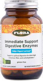 Flora - Enzyme Blend of Seven Vegetarian Enzymes, Supports Optimal Digestion of Proteins, Fast, Carbs, Fiber and Complex Sugars, Provides Relief from Lactose Intolerance, 60 Vegetarian Capsules