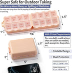 Foldable Weekly Pill Organizer 2 Times a Day with 2 Extra Compartments - Etched Labels - Portable 7 Day AM PM Medicine Box, Week Daily Travel Pill Case Holder Dispenser for Vitamin, Supplement - Pink