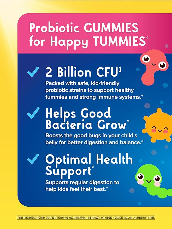 Renew Life Kids Probiotic Gummies, Daily Supplement Supports Overall Health and Optimal Digestion, Dairy and Soy Free, 2 Billion CFU, 60 Count