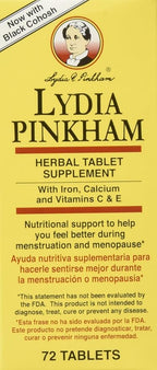 Lydia Pinkham Herbal Supplement Tablets for Menstruation and Menopause Support, 72 Count