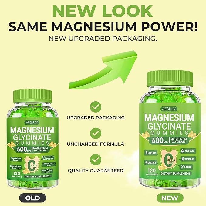 Magnesium Glycinate Gummies 600mg, Chewable Magnesium Supplements for Adults, Men and Women, Vitamin D, B6 and CoQ10, Potassium Magnesium Gummy for Sleep, Relaxation, Brain & Muscle, 120 Gummies