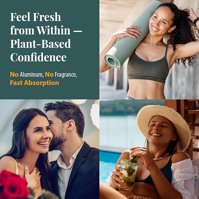 Women's Body Deodorizing Supplement – Chlorophyll Capsules for Body Odor, Fresh Breath & Gut Detox, for Social Confidence – Vegan with Matcha Green Tea, Apple Cider Vinegar (60 Caps)