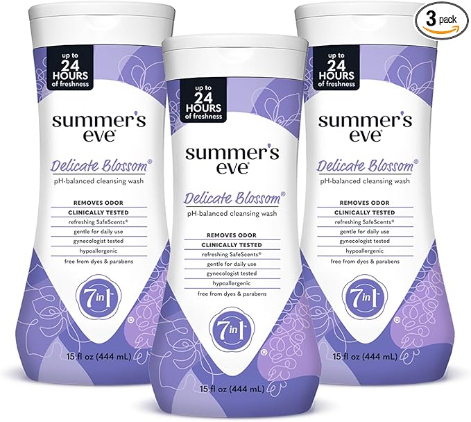 Summer's Eve Delicate Blossom Daily Refreshing All Over Feminine Body Wash, Removes Odor, Feminine Wash pH Balanced, 15 fl oz, 3 Pack