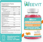 WEEVIT Ashwagandha Gummies with Vitamin D for Women & Men, Ashwagandha Gummy with Maca Root Powder | Organic Ashwa Gummies for Boost Energy