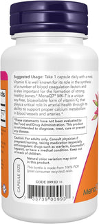 NOW Foods Supplements, MK-7 Vitamin K-2 100 mcg, Cardiovascular Support*, Supports Bone Health*, 120 Veg Capsules