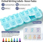 NEW Foldable & Double Protection Portable Weekly Pill Organizer 2 Times A Day with Etched Labels, AM PM 7 Day Week Medicine Box, Daily Travel Pill Case Dispenser for Vitamin, Supplement - Sky Blue