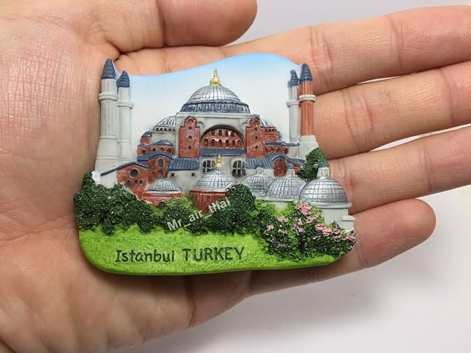 WitnyStore Tiny 2⅞" Hagia Sophia Istanbul Turkey Türkiye Magnet - Miniature Hand Made Resin 3D Asia Landmark Tourist Attraction Decorative Refrigerator Fridge Magnets Décor Collectible Souvenir Gift