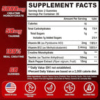 Creatine Monohydrate Gummies for Women & Men, Creatine with Taurine & B6, Chewable Creatina Pre Workout Gummies for Max Strength & Muscle Growth, Energy, Endurance, Creatine for Men & Women - 2 Packs