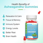 2 Pack Ashwagandha Gummies with Vitamin D for Women & Men, Sugar Free Vegan Ashwagandha Supplement Gummy & Vitamin C, 60 Count