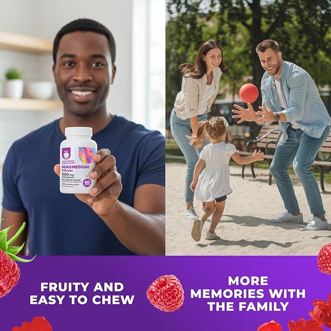 DR. MORITZ Magnesium Citrate Gummies for Adults - Sugar-Free Calm Magnesium Gummies - Supports a Healthy Stress Response - Raspberry Flavor - Non-GMO, 200 mg (60 Count)