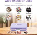 Travel Pill Organizer Box with Medicine Labels, 7 Compartments Portable Pill Case, Daily Medication Organizer Storage Pill Container for Pocket Pharmacy(Purple, L)