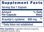 Life Extension N-Acetyl-L-Cysteine (NAC), Immune, Respiratory, Liver Health, NAC 600 mg, Potent antioxidant Support, Free-radicals, Easy to Absorb, 60 Capsules
