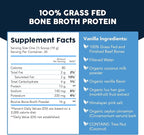Paleovalley 100% Grass Fed Beef Bone Broth Protein Powder - Rich in Collagen Peptides for Hair, Skin, Gut Health, Bone and Joint Support - 13g Protein Per Serving - No Gluten or GMOs - Vanilla