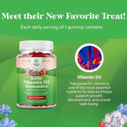 Chewable Vitamin D Gummies for Kids - Delicious Vitamin D 1000 IU Per Serving - Toddlers Immune Support Gummies - Berries Flavored Supplement for Bones Health & Muscles - Gelatin Free - 60 Count