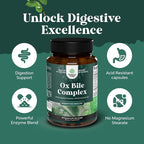 Digestive Enzymes with Ox Bile - Ox Bile Supplements for No Gallbladder with Trypsin, Papain & Bromelain Enzyme for Pancrease Cleanse & Detox - Pancreatin Digestion Enzymes for Women & Men - 90 Ct