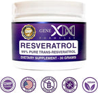 GENEX Trans Resveratrol 1000mg Powder Serving 99% Pure Micronized Pharmaceutical Grade | 30 Servings/30Grams | 1 Gram Per Day 30-Day Supply Made in a GMP & NSF Certified Facility