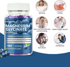 Magnesium Glycinate Gummies 1000mg, Sugar Free Magnesium Potassium Supplements Chewable for Adults with L-Threonate for Sleep, Body Support and Relaxation,90 Blueberry Gummies