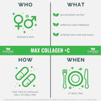 Max Collagen Plus C (60 caps) - All Natural Collagen Capsules with Biotin & Bioperine to Boost Anti Aging Hydration & Skin Firmness - Collagen Pills to Strengthen Bones & Nails