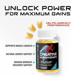 Creatine Gummies - 2000mg per serving Creatine Monohydrate Chewables - Best Micronized, Sugar Free Creatine for Men & Women - Supports Lean Muscle, Strength, Energy, & Endurance - 60 Lemon Gummies