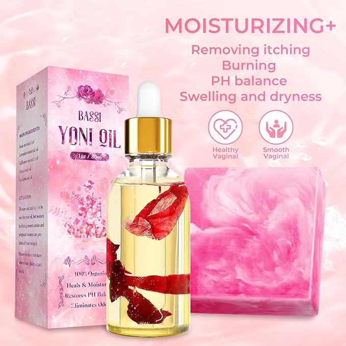 Yoni Soap Bars & 2PCS Natural Yoni Oil Set, Natural Yoni Oil Vaginal Wash for Women Feminine Wash Vaginial Deodorants pH Balance, Eliminates Odor, Feminine Oil 30ml/1 fl oz, Vaginal Care Soap 3.53 oz