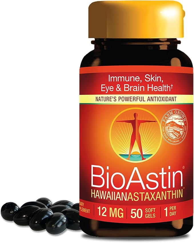 Nutrex Hawaii BioAstin Hawaiian Astaxanthin - 12mg, 50 Softgels - Farm-Direct Premium Antioxidant Supplement to Support Eye, Skin, Joint & Immune System Health - Non-GMO & Gluten-Free