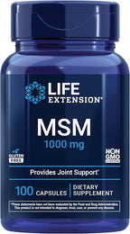 Life Extension MSM, 1000 mg, methylsulfonylmethane, Supports Healthy Joints, antioxidant Support, Gluten-Free, Non-GMO, 100 Capsules