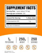 BulkSupplements.com Glucosamine HCl Powder - Glucosamine Supplement, Joint Support Supplement - Gluten Free, 1g per Serving, 250g (8.8 oz) (Pack of 1)