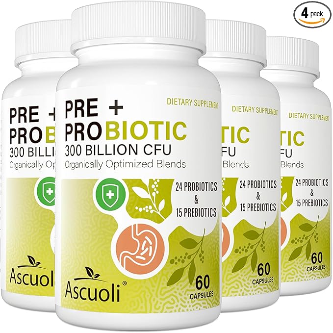 Probiotics for Women & Men - 300 Billion CFU, 24 Strains + 15 Organic Herbs Prebiotics Blend, Daily Probiotic for Digestive Health, Immune, Gut, Bloating - 240 Vegetarian Capsule (240-Days Supply)