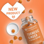 PUREFINITY Turmeric and Ginger Supplement Gummies with Black Pepper, Joint Support Curcumin Chewables with Delicious Flavor – Gluten Free, Non-GMO, Vegan, 60 Count