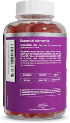 Essential Elements Apple Cider Vinegar Gummies from The Mother - Naturally-Sourced, Vegan ACV with Folic Acid and Vitamin B6 & B12 (2 Pack)