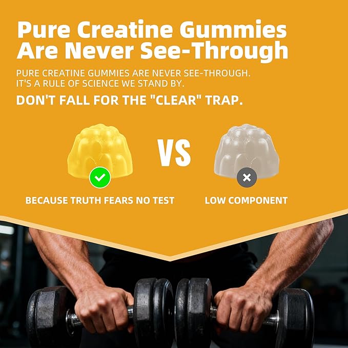 Allcoovita Creatine Monohydrate Gummies 5g for Men & Women. Boost Focus,Strength, and Endurance, Anti-Melting Formula, Vegan, Gluten-Free, Non-GMO,(Mango 120 ct)