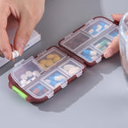 1Pack Travel Pill Organizer - 10 Compartments Pill Case, Compact and Portable Pill Box, Perfect for On-The-Go Storage, Pill Holder for Purse Brown