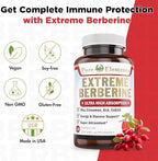 Extreme Berberine 500mg Complex with ALA, Coq10, Turmeric, Cinnamon, Bitter Melon, banaba Leaf, Korean Panax, Royal Jelly, and 21 Herbs for Healthy Blood Sugar Support and Overall Health and Immunity