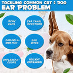 Dog Ear Infection Treatment, Cat & Dog Ear Cleaner for Itchy Relief, Antiseptic,Waxing,Cleansing, Ear Mite Treatment for Dog Cats, Yeast Ears Infection Treatment for Dogs, 2.02fl.oz