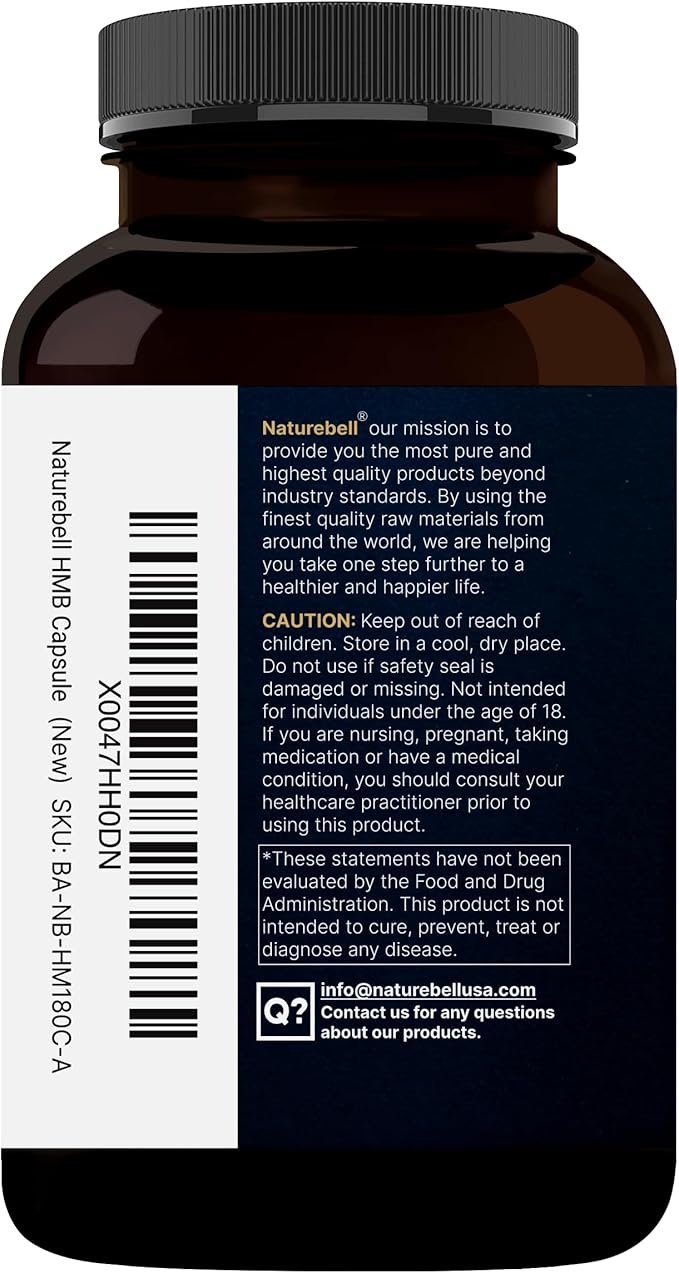 NatureBell HMB 3,000mg - 300 Capsules - Triple-Strength Supplement for Lean Muscle Mass Support - Aids Against Muscle Breakdown in Men & Women* - Non-GMO & Gluten-Free