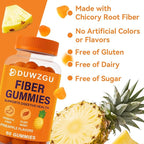 Sugar Free Fiber Gummies for Digestive Health – 100% Natural & Vegan, 4g Fibre per Serving, Gluten-Free,No Artificial Sweeteners,Supports Healthy Digestion Prebiotic Fiber Gummies,60 Counts / Bottle