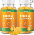 Fiber Gummies for Adults with Probiotics，No Sugar Added Pineapple Flavor, Promotes Gut Health and Regulate Bowel Movement, Vegan (60 Count（Pack of 2）)