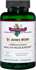 Vitanica St. John's Wort Capsules - Non-GMO Potent 0.3% (900mcg) Hypericin, Saint Johns Wort for Mood, Emotional & PMS Support, Vegan Supplement, 90 Count (St. John's Wort)