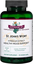 Vitanica St. John's Wort Capsules - Non-GMO Potent 0.3% (900mcg) Hypericin, Saint Johns Wort for Mood, Emotional & PMS Support, Vegan Supplement, 90 Count (St. John's Wort)