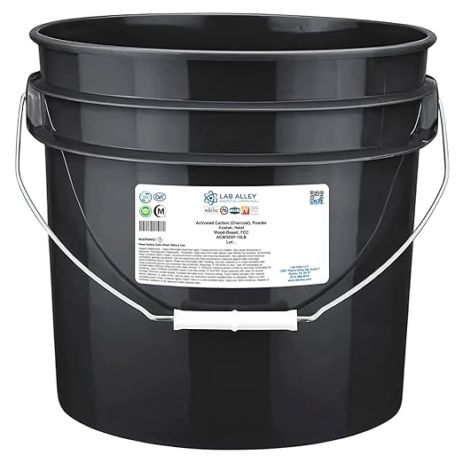 Lab Alley Activated Charcoal Powder, Food Grade, Kosher Certified, Halal, Wood Based, Ideal for Water & Air Filtration, Detoxifying Skincare Products, and Odor Control (10 Pounds)