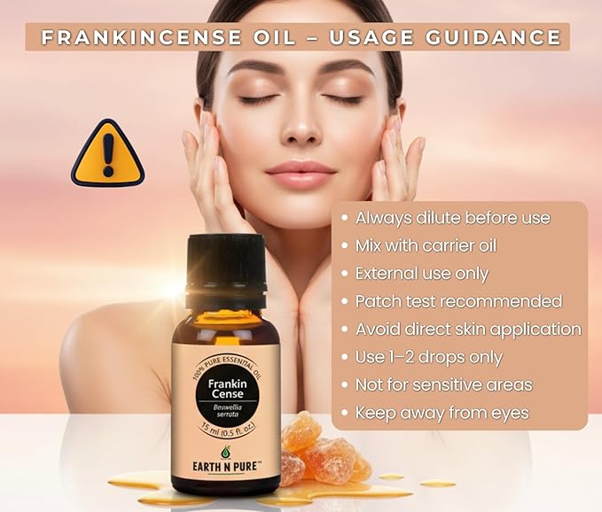 Earth N Pure Frankincense Essential Oil Steam Distilled, Undiluted, Natural and Therapeutic Grade with Glass Dropper 15 ml