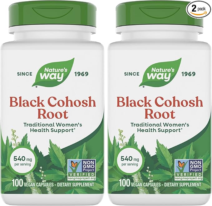 Nature's Way Black Cohosh Root, Traditional Women's Health Remedy*, 540 mg, 100 Vegan Capsules (Pack of 2)