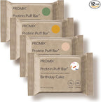 ProMix Nutrition Protein Puff Bars - Variety Pack - Birthday Cake, Snickerdoodle, Banana Bread, Mint Chocolate - Marshmallow Crispy Treat - High Protein & Low Calorie - 12 Bars