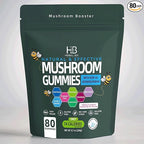 Organic Ashwagandha & Lions Mane Mushroom Gummies - Reishi, Cordyceps, Turkey Tail, Maitake, Shitake & Chaga, Immune Support & defense, Brain Boost, Vegan, All-in-One Superfood supplement | 80 gummies