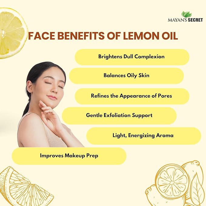 Pure Carrier and Essential Oils for Skin Care, Hair, Body Moisturizer for Face-Anti Aging Skin Care (Lemon Oil, 4oz)