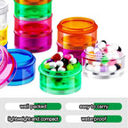 Sieral 7 Days Stackable Pill Organizers 7 Compartments Round Pill Boxes Tower Weekly Vitamin Individual Storage Containers Travel Cases with Lids for Medications, Vitamins and Supplements(4 Sets)