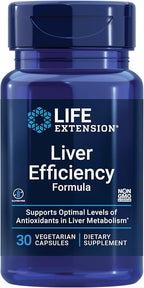 Life Extension Liver Efficiency Formula, Supports Healthy Liver Function at The Cellular Level and Optimal Levels of antioxidants in Liver Metabolism, Gluten-Free, Non-GMO, Vegetarian, 30 Capsules